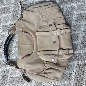 Yves Saint Laurent (YSL) Suede Mombasa Horn Hobo